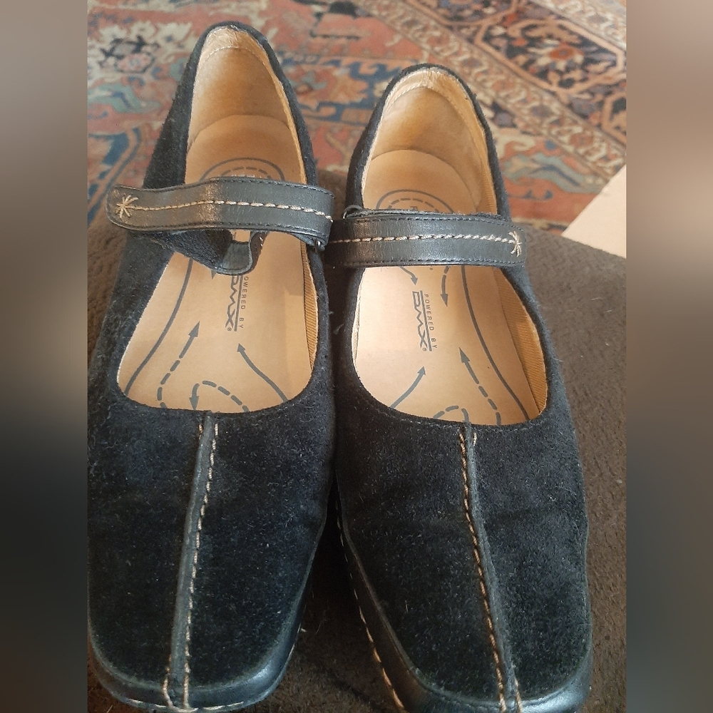 Womens Rockport Suede & Leather Mary Jane Shoes Flats Size 8.5 Med Black